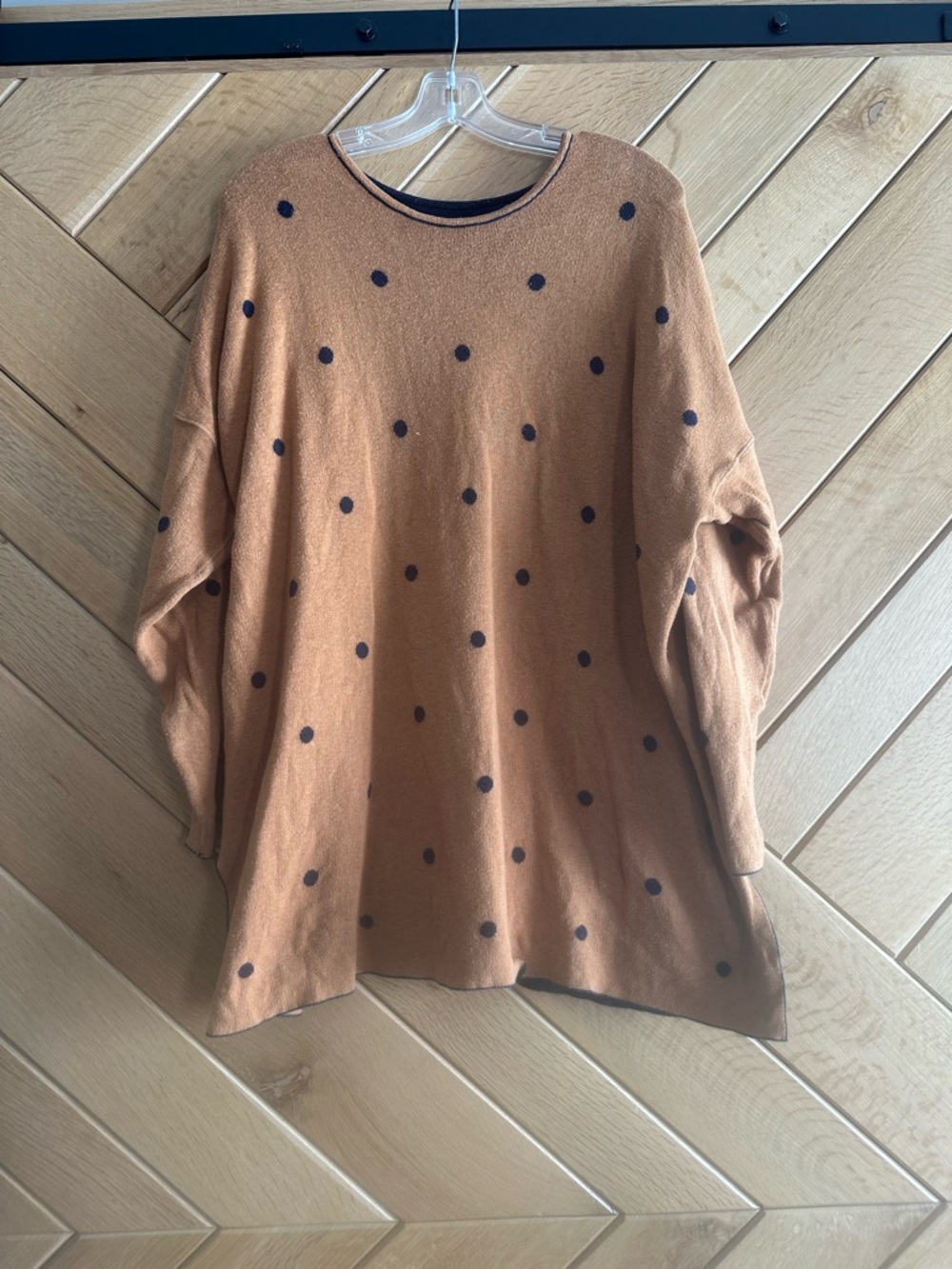 J Jill - Polka Dot Reversible Tunic Sweater in Camel and Navy